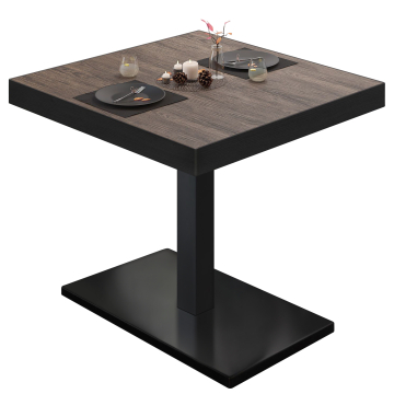 BM | Bistrotafel | B:D:H 80 x 80 x 77 cm | Licht wengé / zwart | Vierkant