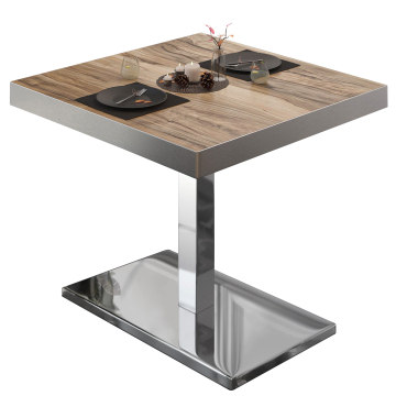 BM | Bistrotafel | B:D:H 80 x 80 x 77 cm | Sheesham / roestvrij staal | Vierkant
