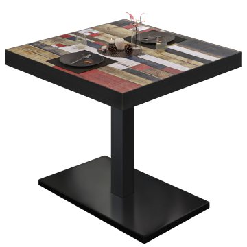 BM | Bistrotafel | B:D:H 80 x 80 x 77 cm | Vintage gekleurd / zwart | Vierkant