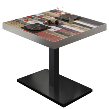 BM | Bistrotafel | B:D:H 80 x 80 x 77 cm | Vintage gekleurd / zwart | Vierkant