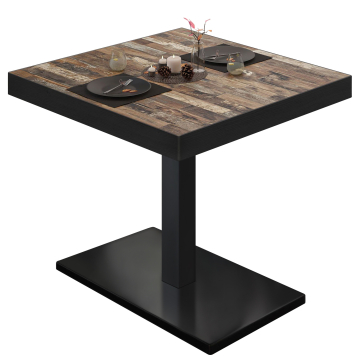 BM | Bistrotafel | B:D:H 80 x 80 x 77 cm | Vintage Oud / Zwart | Vierkant