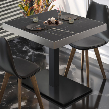 BM | Bistrotafel | B:D:H 80 x 80 x 77 cm | Zwart Marmer / Zwart | Vierkant