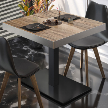 BM | Bistrotisch | B:T:H 80 x 80 x 77 cm | Sheesham / Schwarz | Quadratisch | Edelstahl Rand