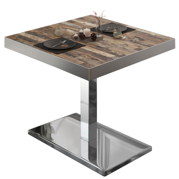 BM | Cafébord | B:D:H 80 x 80 x 77 cm | Vintage Old / rustfrit stål | Firkantet