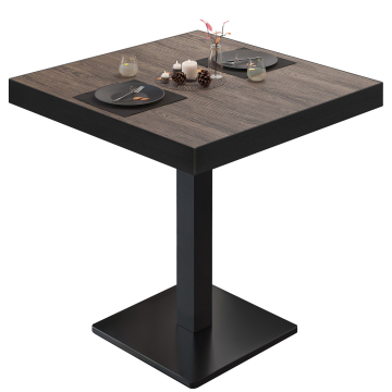 BM | Mesa bistro | An:F:Al 60 x 60 x 77 cm | Wenge claro / Negro | Cuadrada