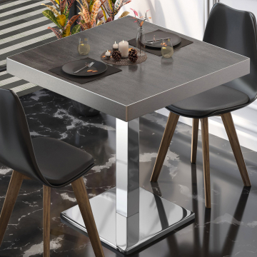 BM | Mesa bistro | An:F:Al 70 x 70 x 77 cm | Wenge / acero inoxidable | Cuadrada