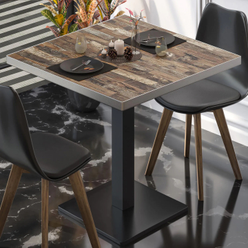 BM | Mesa Bistro | An:P:Al 70 x 70 x 75 cm | Vintage Viejo / Negro | Cuadrada