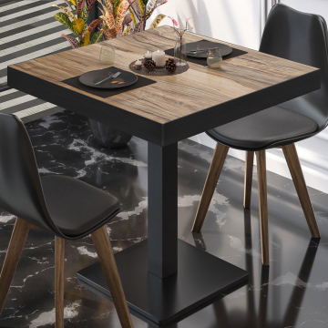 BM | Mesa bistro | An:P:Al 70 x 70 x 77 cm | Sheesham / Negro | Cuadrada