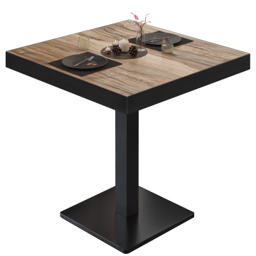 BM | Mesa bistro | An:Pr:Al 60 x 60 x 77 cm | Sheesham / Negro | Cuadrada
