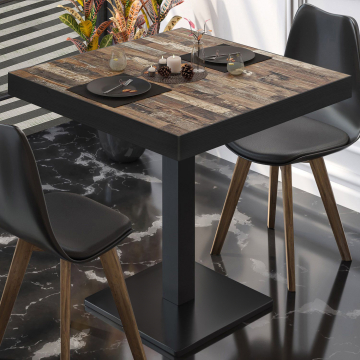 BM | Mesa Bistro | An:Pr:Al 60 x 60 x 77 cm | Vintage Viejo / Negro | Cuadrada
