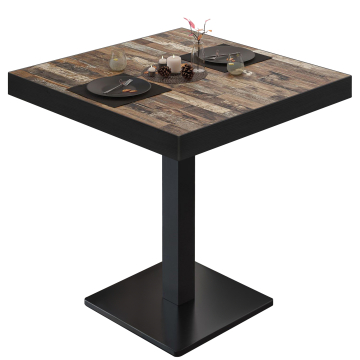BM | Mesa Bistro | An:Pr:Al 60 x 60 x 77 cm | Vintage Viejo / Negro | Cuadrada