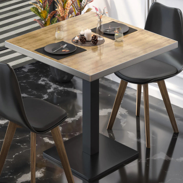 BM | Mesa bistro | An:Pr:Al 70 x 70 x 75 cm | Roble / Negro | Cuadrada