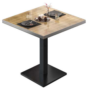 BM | Mesa bistro | An:Pr:Al 70 x 70 x 75 cm | Roble / Negro | Cuadrada