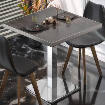 BM | Mesa bistro | An:Pr:Al 70 x 70 x 75 cm | Wenge / acero inoxidable | Cuadrada