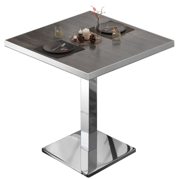 BM | Mesa bistro | An:Pr:Al 70 x 70 x 75 cm | Wenge / acero inoxidable | Cuadrada