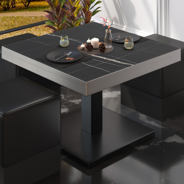 BM | Mesa bistro lounge | An:Pr:Al 60 x 60 x 41 cm | Mármol negro / Negro