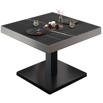 BM | Mesa bistro lounge | An:Pr:Al 60 x 60 x 41 cm | Mármol negro / Negro
