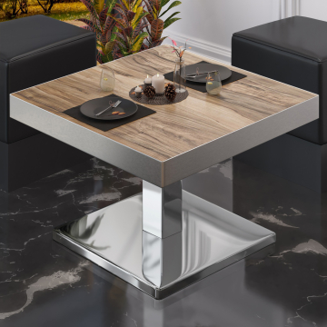 BM | Mesa bistro lounge | An:Pr:Al 60 x 60 x 41 cm | Sheesham / acero inoxidable