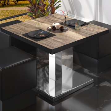 BM | Mesa bistro lounge | An:Pr:Al 70 x 70 x 41 cm | Sheesham / acero inoxidable