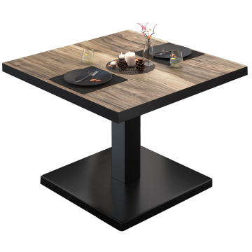 BM | Mesa de salón bistro | An:Pr:Al 80 x 80 x 41 cm | Sheesham / Negro