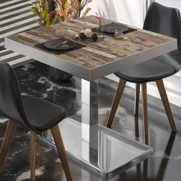 BM | Mesa para cafetería | An:Pr:Al 80 x 80 x 77 cm | Vintage Antiguo / acero inoxidable | Cuadrado