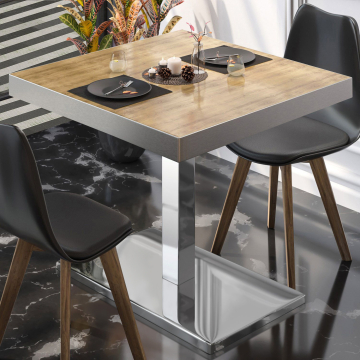 BM | Restaurangbord | B:D:H 80 x 80 x 77 cm | Ek / rostfritt stål | Fyrkant