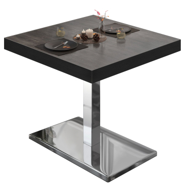 BM | Restaurangbord | B:D:H 80 x 80 x 77 cm | Wenge / rostfritt stål | Fyrkant