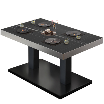 BM | Stół bistro | W:D:H 110 x 60 x 41 cm | Czarny marmur / Czarny