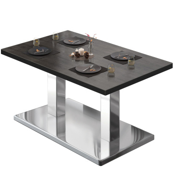 BM | Stół bistro | W:D:H 130 x 80 x 41 cm | Wenge / stal nierdzewna