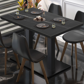 BM | Stół bistro | W:D:H 130 x 80 x 75 cm | Czarny marmur / Czarny | Prostokątny