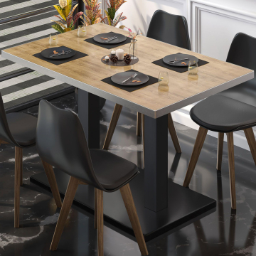 BM | Stół bistro | W:D:H 130 x 80 x 75 cm | Dąb / Czarny | Prostokątny
