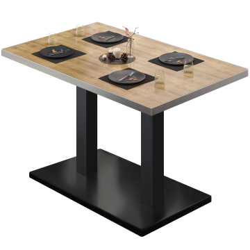 BM | Stół bistro | W:D:H 130 x 80 x 75 cm | Dąb / Czarny | Prostokątny