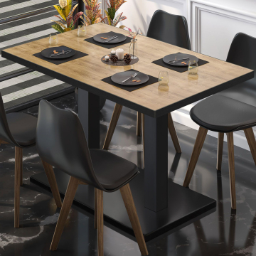 BM | Stół bistro | W:D:H 130 x 80 x 75 cm | Dąb / Czarny | Prostokątny