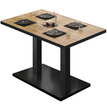 BM | Stół bistro | W:D:H 130 x 80 x 75 cm | Dąb / Czarny | Prostokątny
