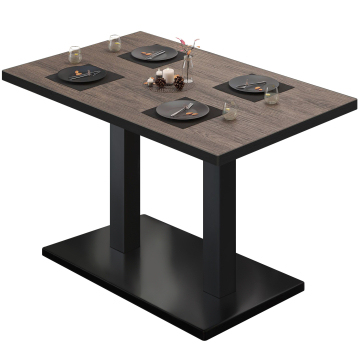 BM | Stół bistro | W:D:H 130 x 80 x 75 cm | Jasny Wenge / Czarny | Prostokątny