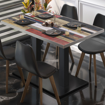 BM | Stół bistro | W:D:H 130 x 80 x 75 cm | Vintage Kolorowy / Czarny | Prostokątny