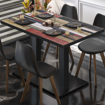 BM | Stół bistro | W:D:H 130 x 80 x 75 cm | Vintage Kolorowy / Czarny | Prostokątny
