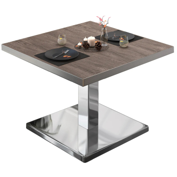 BM | Stół bistro | W:D:H 60 x 60 x 41 cm | Jasny wenge / stal nierdzewna