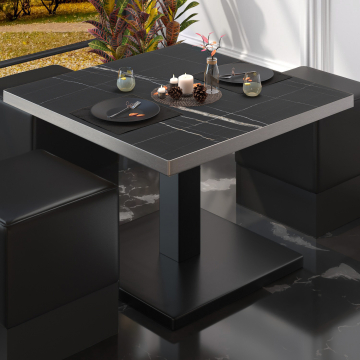 BM | Stół bistro | W:D:H 70 x 70 x 41 cm | Czarny marmur / Czarny