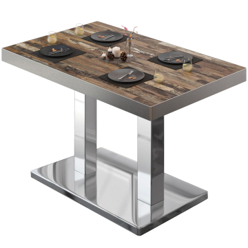 BM | Table de bistrot | L:P:H 120 x 70 x 77 cm | Vintage Old / Acier inoxydable | Rectangulaire