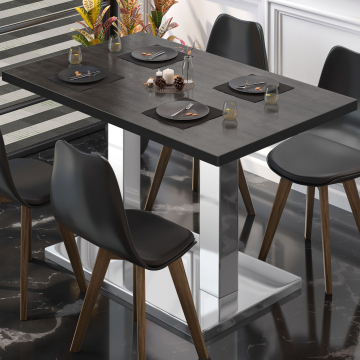 BM | Table de bistrot | L:P:H 130 x 80 x 75 cm | Wengé / Inox | Rectangulaire