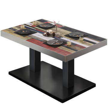 BM | Table de salon Bistro | L:P:H 110 x 60 x 41 cm | Vintage Coloré / Noir