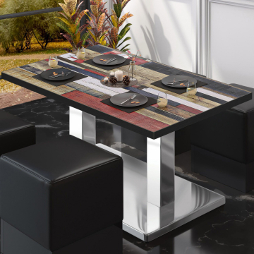 BM | Table de salon Bistro | L:P:H 130 x 80 x 41 cm | Coloris vintage / Acier inoxydable
