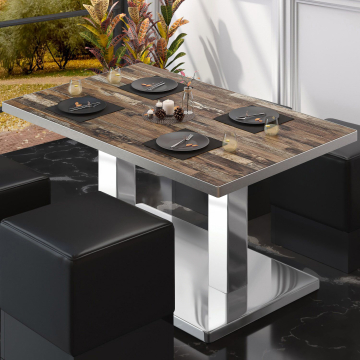 BM | Table de salon Bistro | L:P:H 130 x 80 x 41 cm | Vintage Old / Acier inoxydable