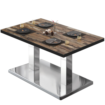 BM | Table de salon Bistro | L:P:H 130 x 80 x 41 cm | Vintage Old / Acier inoxydable