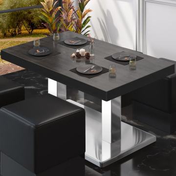 BM | Table de salon Bistro | L:P:H 130 x 80 x 41 cm | Wengé / Acier inoxydable