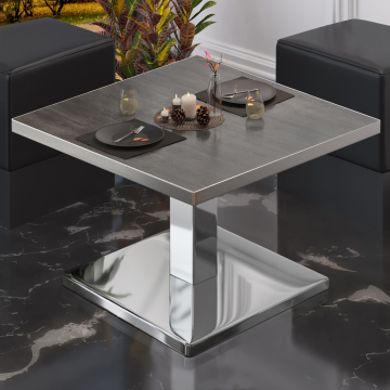 BM | Table de salon Bistro | L:P:H 60 x 60 x 41 cm | Wengé / Acier inoxydable