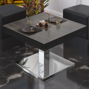 BM | Table de salon Bistro | L:P:H 60 x 60 x 41 cm | Wengé / Acier inoxydable