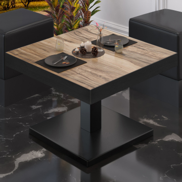 BM | Table de salon Bistro | L:P:H 70 x 70 x 41 cm | Sheesham / Noir