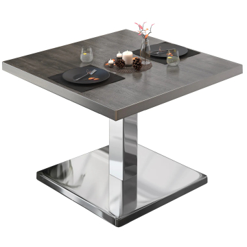 BM | Table de salon Bistro | L:P:H 70 x 70 x 41 cm | Wengé / Acier inoxydable